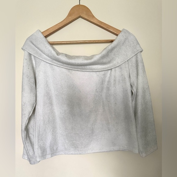 Zara Glitter Textured Wide-Leg pants Medium and sweater Larger Set White Women's - Picture 15 of 16